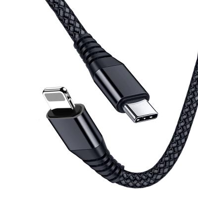 China IOS 60W PD Cord 3A Nylon Braided Fast Charging 8Pin Data To USB C Cable For iPhone 12 for sale