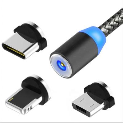 China MP3/MP4 Player 360 Degree LED 1m Braided Quick Cord USB 3 In 1 Magnetic Charging Cable for sale