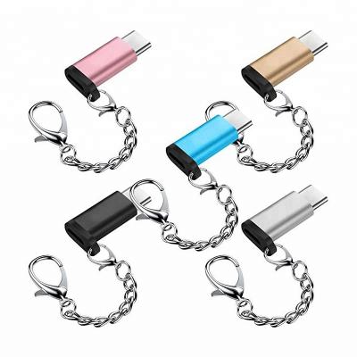 China Camera OTG Converter With Key Chain Micro USB Female To Type-C Male Adapter for sale