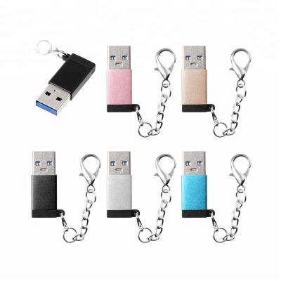 China Mini Portable Camera USB 3.0 To Type To C Female Converter Adapter With Key Chain For USB C Cable U Disk SD Card Reader for sale