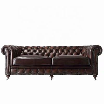 China American leather sofa three person leather three person sofa genuine leather leather custom sofa button new for sale