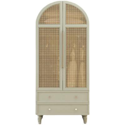 China (Size)Fashion Bedroom Adjustable Nordic High End Oak Rattan Wardrobe Customized Cane Furniture for sale