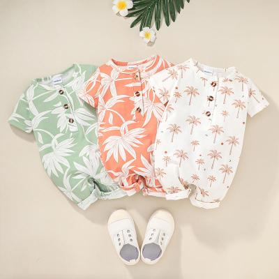 China Factory Wholesale Casual High Quality Summer Short Sleeve Snap Button Unisex Baby Printed Rompers for sale