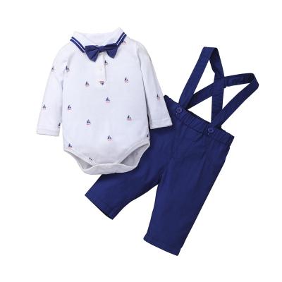 China Autumn Clothing Rompers Long Sleeve Factory Gentleman Style 2 Pcs Breathable Kids Eco-Friendly Baby Boy Casual Suits Set for sale