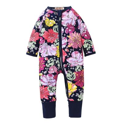 China Hot Selling Pattern ODM Floral Newborn Baby Overalls Breathable Quality Long Crawling Babies Suit for sale