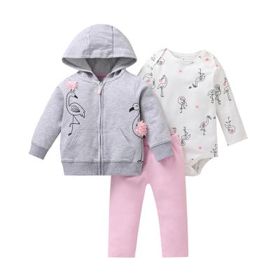 China OEM Breathable Baby Warm 3pcs Clothes Set 100% Cotton Pants Suit Newborn Kids Clothing for sale