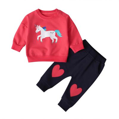 China Wholesale Baby Unicorn Printed Windproof Autumn Kids Breathable Full Body Ordinary Thickness Baby Breathable Pants Suit for sale