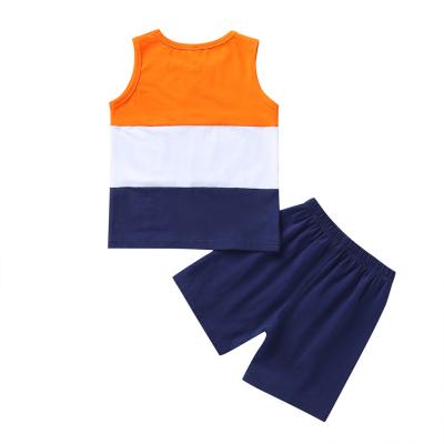 China Summer American Baby Boys Tops Tank Pattern Patchwork RTS Casual Hot Selling Style 2pcs Sleeveless Clothing Set for sale