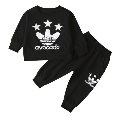 China ENGLAND STYLE RTS Letter Printed AVOCADO Black Sweater Sports Style Fashion Boy Kids 2pcs Matching Clothing Set for sale