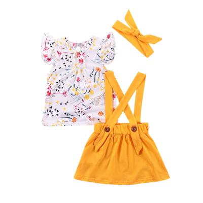 China Wholesale Sweet Suspender Floral Shirt Baby's Wholesale Skirt Summer Boutique ODM Pattern Clothing Set for sale