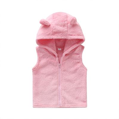 China Casual hot sale England style cashmere coat plain pink baby clothing soft solid color hooded outfit for sale