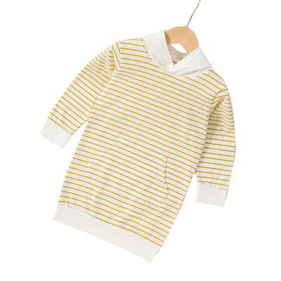 China Quality casual wholesale hooded quick dry dress long sleeve striped pattern teen girl fashion daily clothing for sale