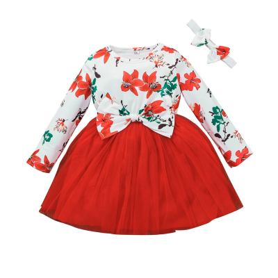 China Princess Style Girl's A-Line Dress Autumn Full Sleeve Girl Clothes Washable Elegant Floral Pattern Design Knee Length Dress for sale