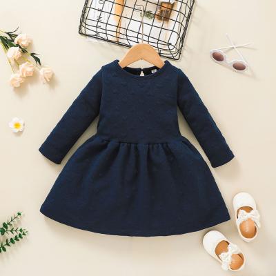 China Breathable Casual American Style Long Sleeve Solid Color Kids Dress Wholesale Elegant Woven A Line Baby Dress For 1-6 Years for sale