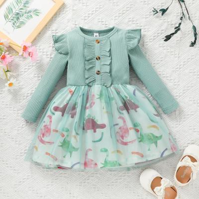 China Washable Cute Print Children Clothing Knee Length Girls Clothes Wholesale Baby Fashion Casual Outfits for sale