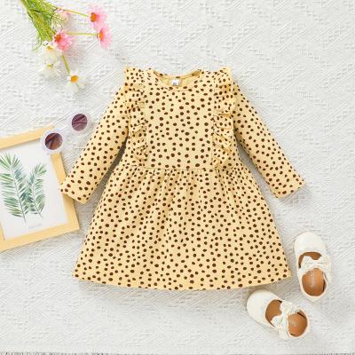 China Casual Boutique Clothes Kids Clothing Babies Wholesale Autumn Dot Print Child Wear Casual Dresses for sale