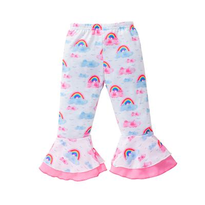 China Casual Pants Rainbow Print Girls Clothing Wholesale Bell Based Pants Fashion Autumn Young Girl Clothes Flare Pants for sale