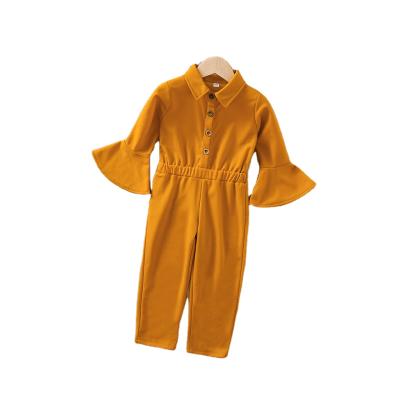 China Wholesale Breathable OEM European and American Style Solid Color Flared Long Sleeve Autumn Full Length Jumpsuit for sale