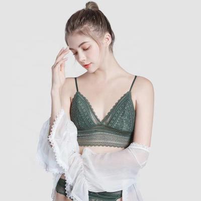 China New lace underwear beautiful back big backless ring non-steel triangular cup breathable French popular bra thin suit for sale