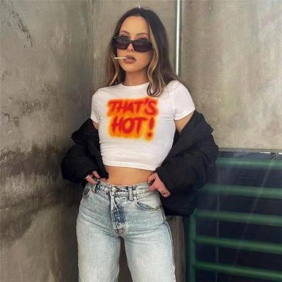 China Casual Wear Crew Neck Cavity Wear Street Sexy Hot Slim QUICK DRY Printed Fashionable Girl T-Shirts Sheaths Short Tops For Girls for sale