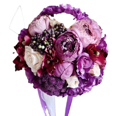 China Various Decoration Purple Cloth Bridal Bouquet Wedding Flower for sale