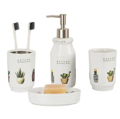 China Sustainable Cactus Pattern Ceramic Decoration Bathroom Accessories for sale