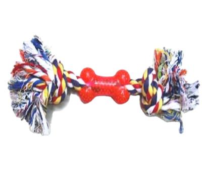 China Viable Red Plastic Bone Cotton Rope Colorful Pet Toys Dogs Toys for sale