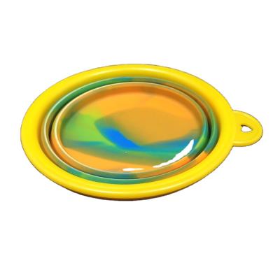 China Disposable Customized Flowers Printing Yellow Silicone Pet Bowl for sale