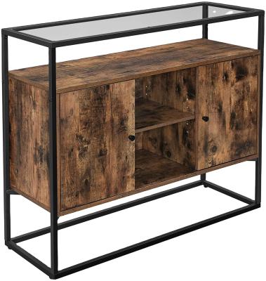 China Retro Frame Adjustable Glass Top Mental Sideboard Storage Wooden Cabinet (Other) for sale