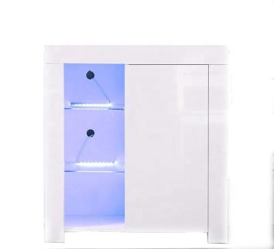 China Adjustable Modern Living LED White Wood (Other) High Gloss Sideboard With Glass Shelf for sale