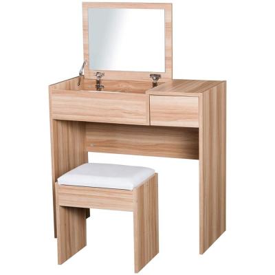 China Foldable bedroom one drawer sonoma mirrored wood foldable dressing table stool for sale