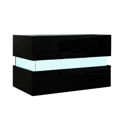 China Bedside Table (Other) Adjustable Medium Cavity 2 Drawers High Gloss UV Cabinet With Acrylic LED Light Decoration for sale