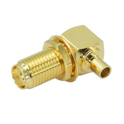 China Right Angle SMA Jack Crimp Type 50 Ohm F112-228X for sale