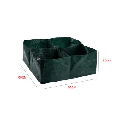 China Manufacture Garden Strawberry Tomato Potato Plant Pot 4 Grids Divided Vegetable Plant Grow Bag Cloth Bed for sale