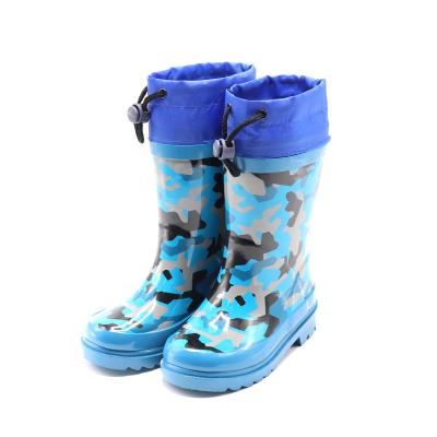 China Fashion Trend Fashion Blue Rain Boots Children's High Quality Rain Boots High Quality Rubber Shoes Camouflage Medium High Boots for sale