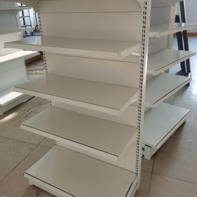 China /China Promotional Light Duty Supermarket Quality Single Side Customized Durable Metal Double Shelf For Shops for sale