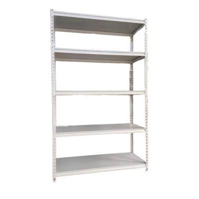 China Suitable for storage goods 50kg warehouse use industrial household white slotted steel 5 tier metal storage rack shelf for sale