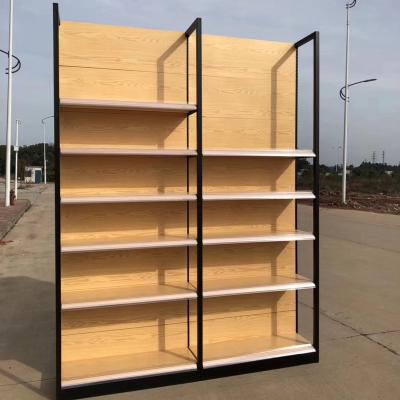 China Grocery Metal Shelf Supermarket Shelf Store Wood Metal Rack Multifunctional Single/Double Side Retail Shelf for sale