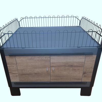 China 1) Supermarket 2) 2022 Stores Advertising Supermarket Products Promotion Rack Counter Table With Cabinet for sale