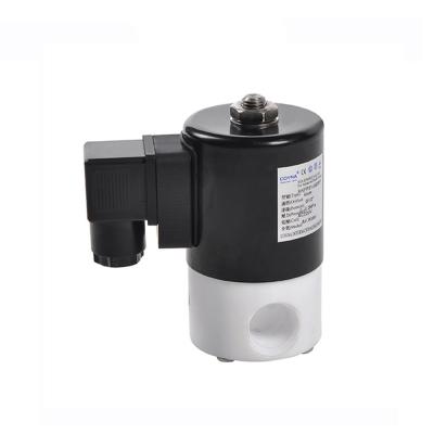 China General COVNA DN20 3/4 Inch 2 Way AC220V 12V Normally Closed Chemical Resistant DC PTFE Plastic Solenoid Valve for sale