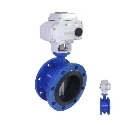 China 4 Inch Trigger Butterfly Valve General Double Flange Ductile Iron Electric Motorized Butterfly Valve for sale