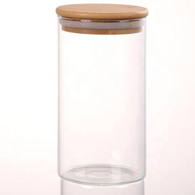 China Convenient& recycle plant cover sealed grain storage jar 6oz 8oz 9oz whole clear straight sided glass jar with bamboo lid for sale