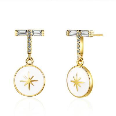 China Fashion TRENDY Jewelry 925 Silver Diamond Acute Star Luster Drop White Diamond Six Stud Earrings for sale