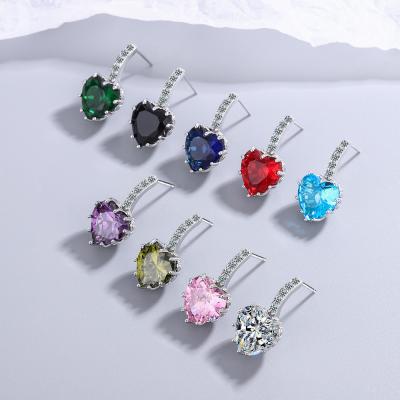 China Wholesale Colorful Romantic Love Heart Zirconia Stud Earrings, Customized Jewelry Crystal Stud Earrings Women for sale