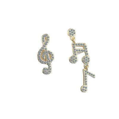 China TRENDY Fashion Jewelry 18K Gold Plated Symbols Diamond Earring , Music Notes Stud Earrings for sale