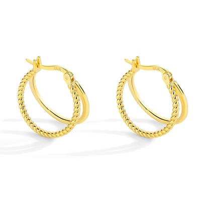 China Office / Line Shape 925 Silver Circle Career Statement Jewelry Small Double Hoop Earrings for sale