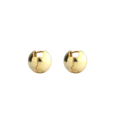 China FASHIONABLE Geometric Shiny Gold Plated 18K Ball Shape Ear Cut Round Stainless Steel Buckle Sphere Cuff Earrings For Women for sale