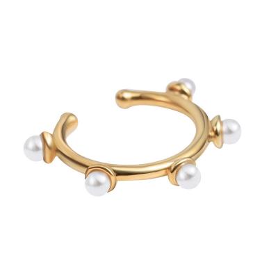 China Latest Fashion Cute Sterling Silver Jewelry Pearl Huggie Gold Plated Clip On Earrings for sale