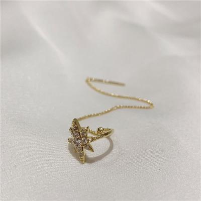 China FASHIONABLE Minimalist 18k Gold Six Acute Star Drop Threader Ear Wire Ear Clips for sale