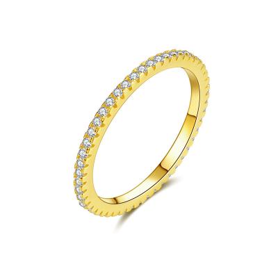 China CLASSIC Daily Wear 18k Gold Plated Thin CZ Eternity Band Rings Women Jewelry Gift for sale